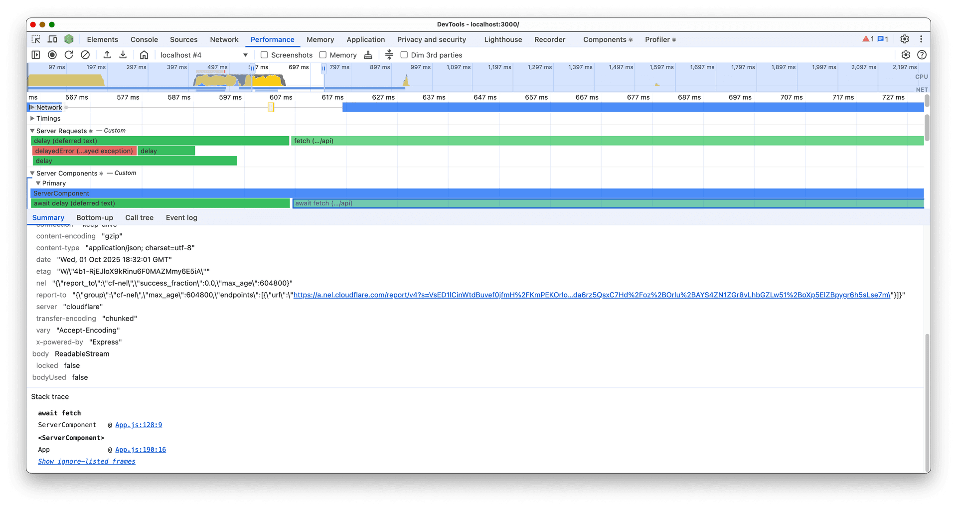 React Server Performance Tracks